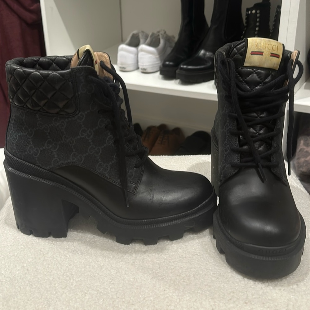 Gucci Women's GG Platform High Block Heel Ankle Boots
